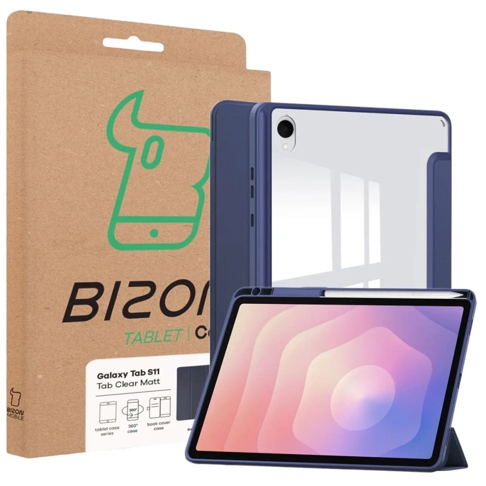 Etui z klapką Bizon Case Tab Clear Matt do Samsung Galaxy Tab S11 granatowe - 8