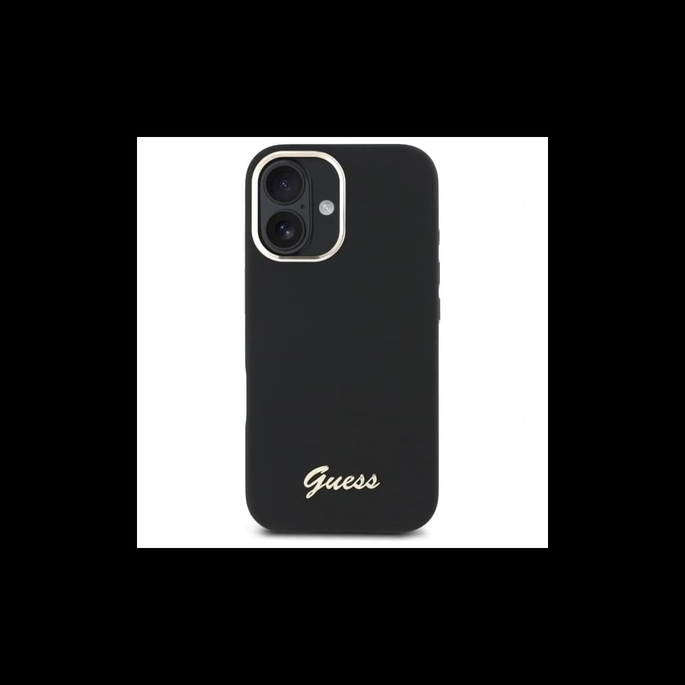 Guess Apple iPhone 16 hardcase Silicone Script Metal Logo & Frame black - 3