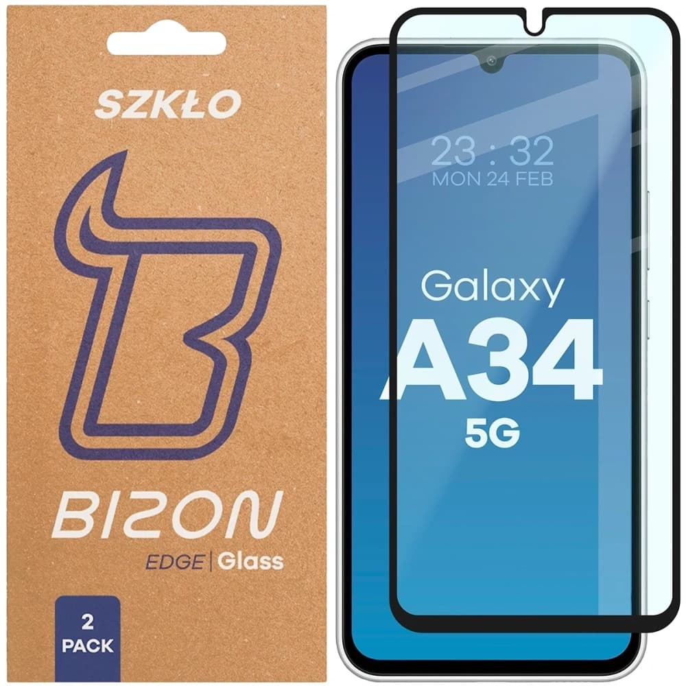 Bizon Glass Edge Duo Samsung Galaxy A34 5G schwarzer Rahmen [2 PACK] - 1