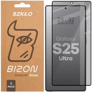 Bizon Glass Edge Shadow Duo Samsung Galaxy S25 Ultra tinted with a black frame [2 PACK]
