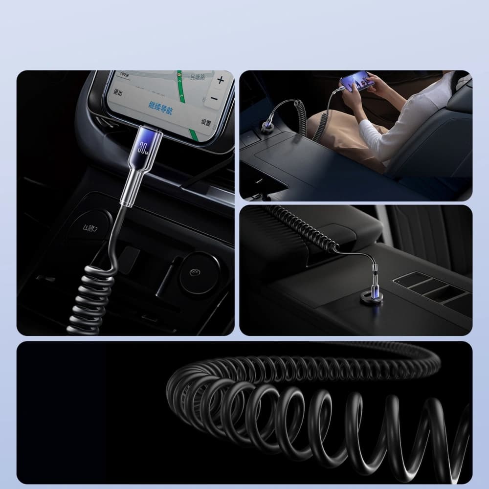 [CR] Joyroom S-A43 Crystal-Clear Series 30W USB-C / Lightning 1.5m Black Spiral Cable - 6