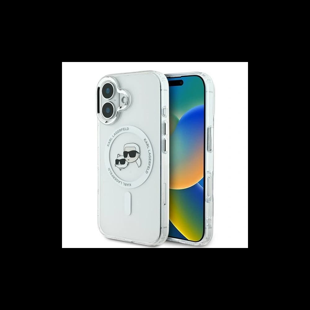 Karl Lagerfeld Apple iPhone 16 Plus hardcase IML Metal Karl&Choupette Head MagSafe white - 1