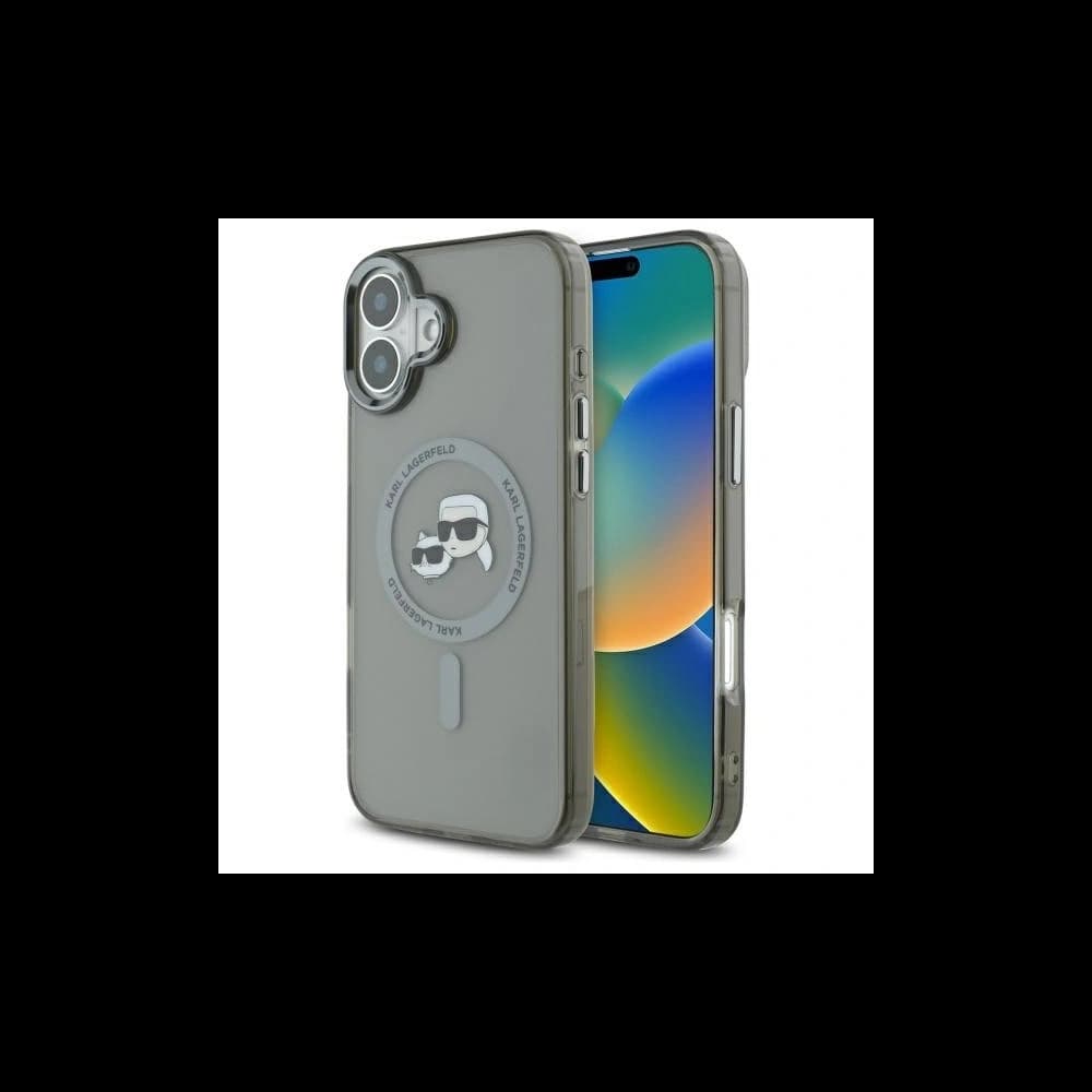 Karl Lagerfeld Apple iPhone 16 hardcase IML Metal Karl&Choupette Head MagSafe black - 1