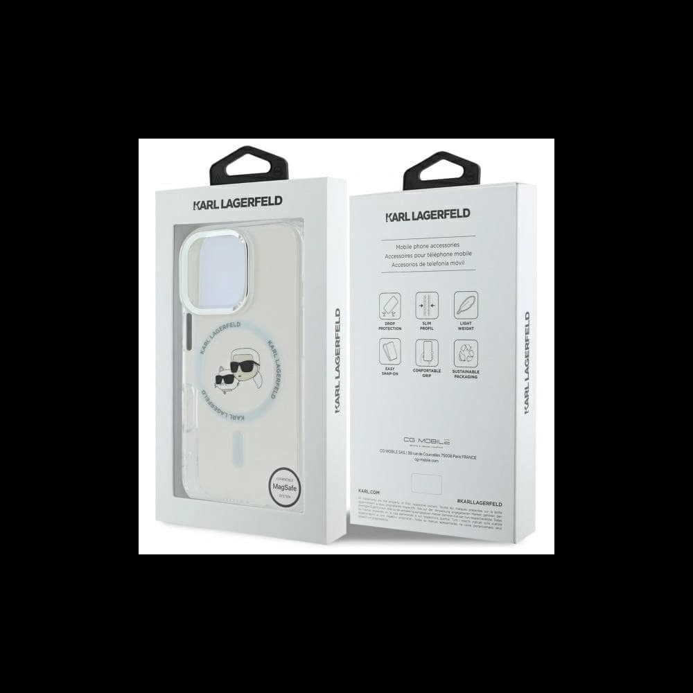 Karl Lagerfeld Apple iPhone 16 Pro Max Hardcase IML Metall Karl&Choupette Kopf MagSafe weiß - 8