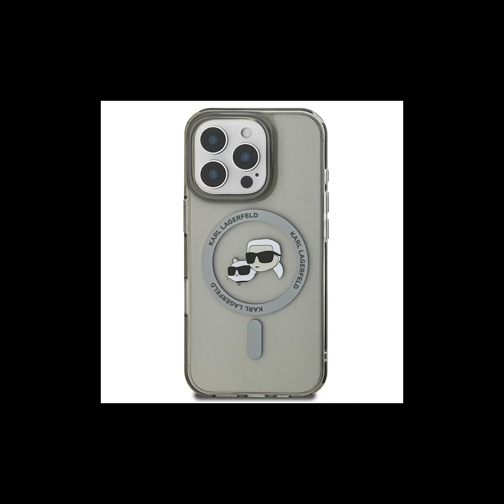 Karl Lagerfeld Apple iPhone 16 Pro Max Hardcase IML Metall Karl&Choupette Kopf MagSafe schwarz - 3