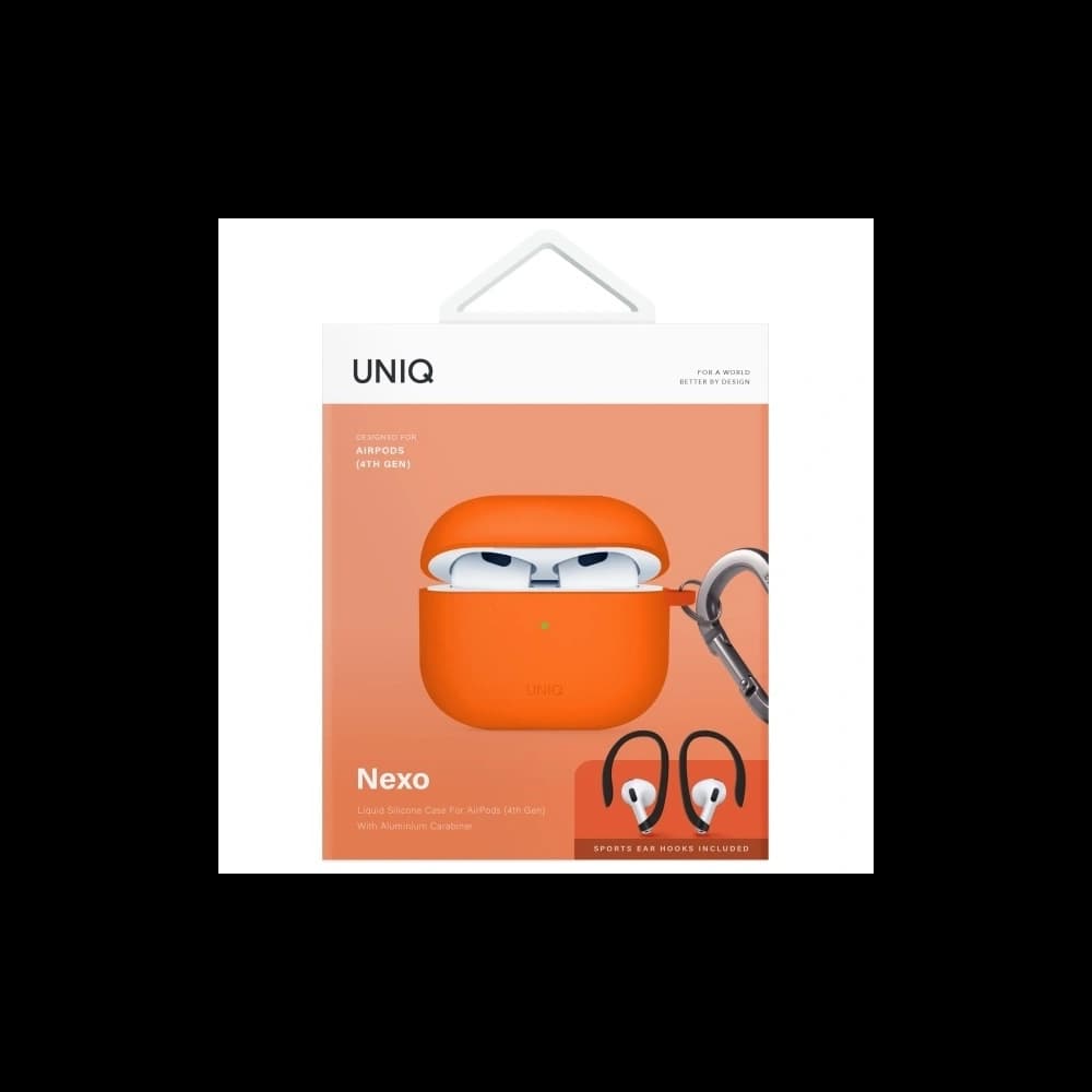 UNIQ Nexo Apple AirPods 4 + Ear Hooks Silicone volt orange - 8