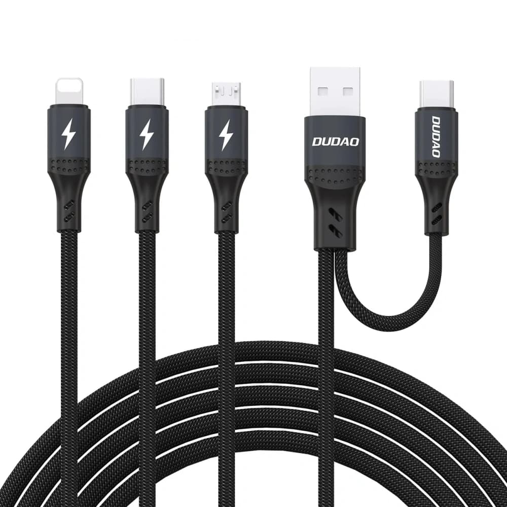 Kabel Dudao L3W USB-A / USB-C do Lightning / USB-C / MicroUSB 66W czarny - 1