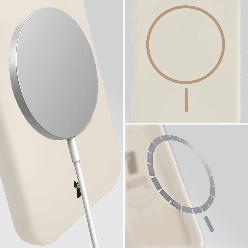 Silikonowe etui z pierścieniem magnetycznym Bizon Soft Case Magnetic do Apple iPhone Air écru - 4