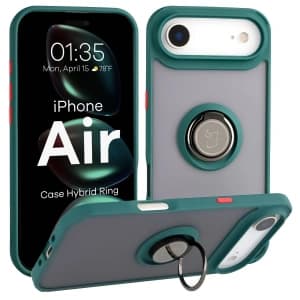 Bizon Case Hybrid Ring Apple iPhone Air rauchig mit einem dunkelgrünen Rahmen