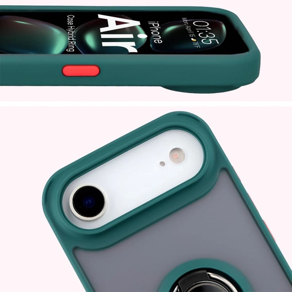 Bizon Case Hybrid Ring Apple iPhone Air rauchig mit einem dunkelgrünen Rahmen - 3