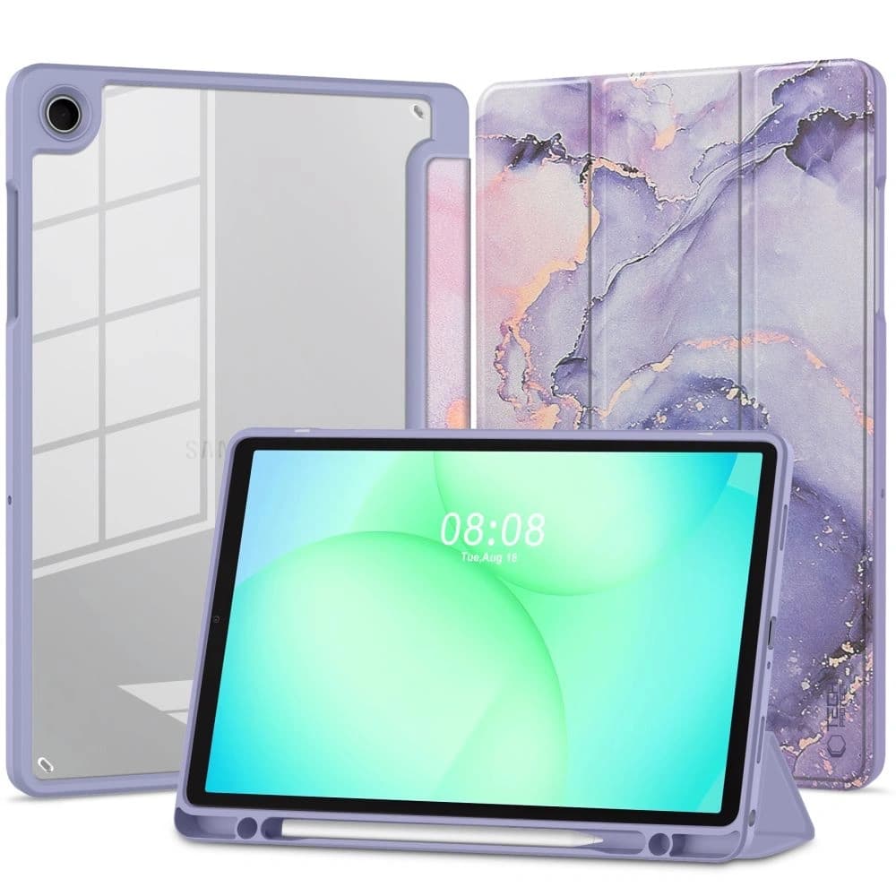 Tech-Protect Smartcase Pen Hybrid Samsung Galaxy Tab A9 / A11 8.7 X110 / X115 / X133 / X135 Violett Marmor - 1