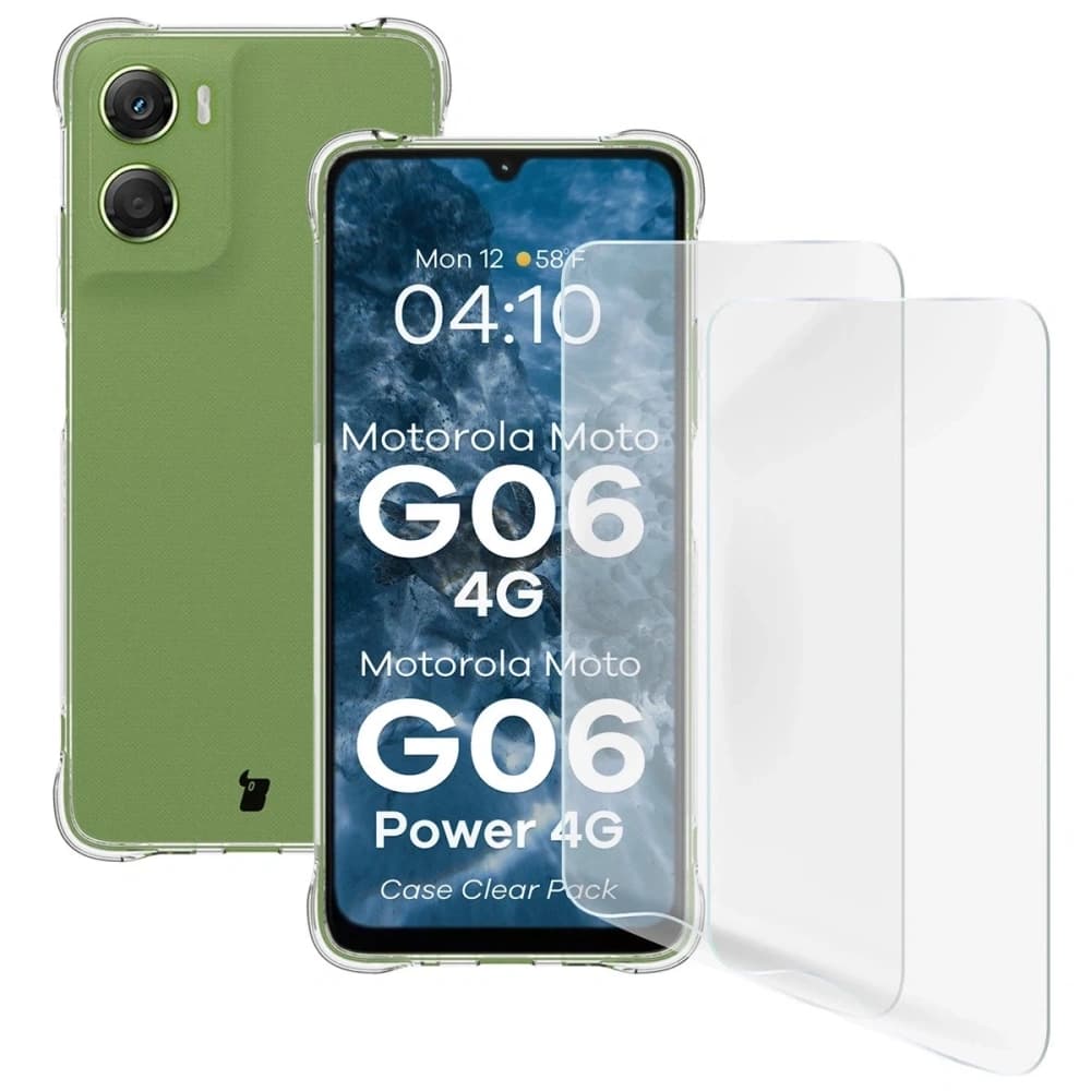 Bizon Case Clear Pack carcasă + 2x folie de protecție pentru ecran Motorola Moto G06 4G / G06 Power 4G - 1