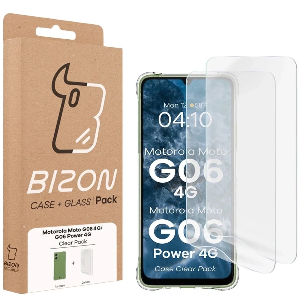 Bizon Case Clear Pack carcasă + 2x folie de protecție pentru ecran Motorola Moto G06 4G / G06 Power 4G - 9