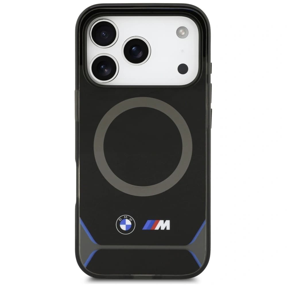 Etui BMW M IML Metal Buttons & Logo MagSafe do Apple iPhone 17 Pro czarno-niebieski - 3