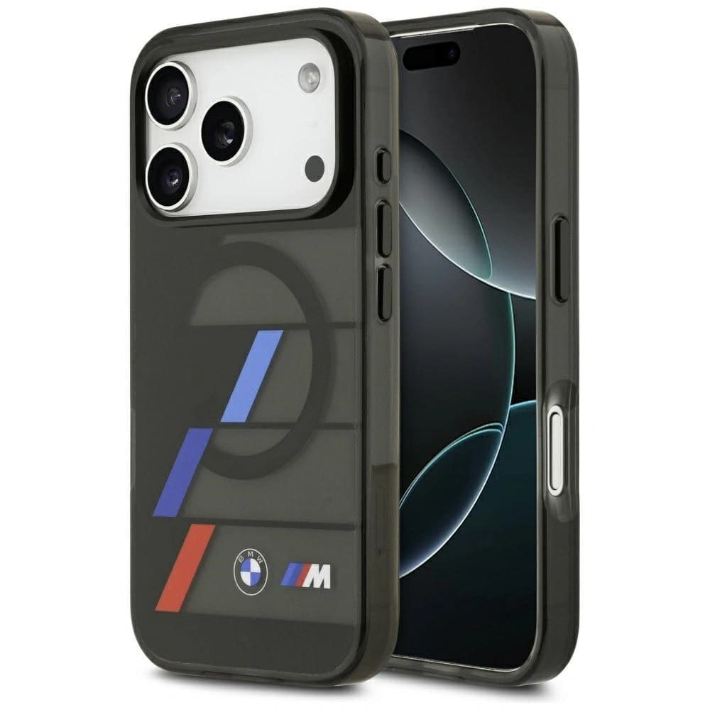 Etui BMW M IML Metal Buttons Tricolor Lines MagSafe do Apple iPhone 17 Pro czarny - 1