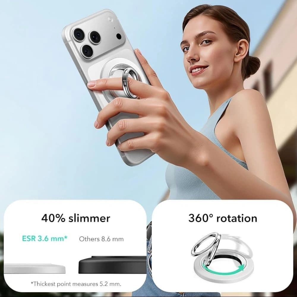 ESR Magnetický 360 Halolock MagSafe Telefonní kroužek Bílý - 4