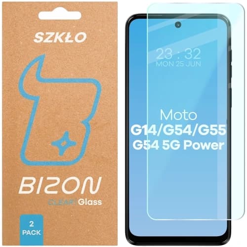 Bizon Glass Clear Duo Motorola Moto G14 4G / G54 5G / G54 Power 5G / G55 5G [2 PACK]