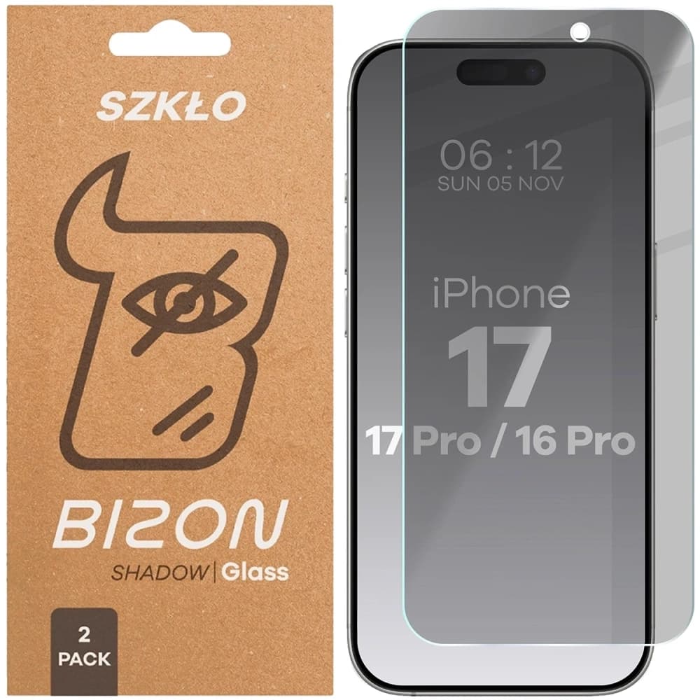 Bizon Glass Clear Shadow Duo Apple iPhone 17 / 17 Pro / 16 Pro tinted [2 PACK] - 1