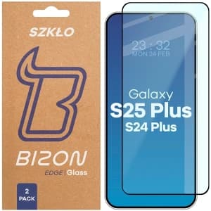 Bizon Glass Edge Duo Samsung Galaxy S25+ Plus / S24+ Plus schwarzer Rahmen [2 PACK]