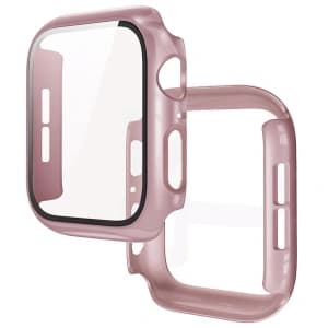 Bizon Case+Üveg Óra Apple Watch SE 3 / SE 2 / SE / 6 / 5 / 4 44mm rózsaarany