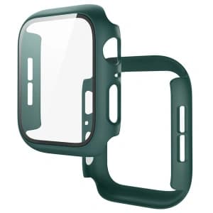 Bizon Case+Üveg Óra Apple Watch SE 3 / SE 2 / SE / 6 / 5 / 4 44mm matt sötétzöld