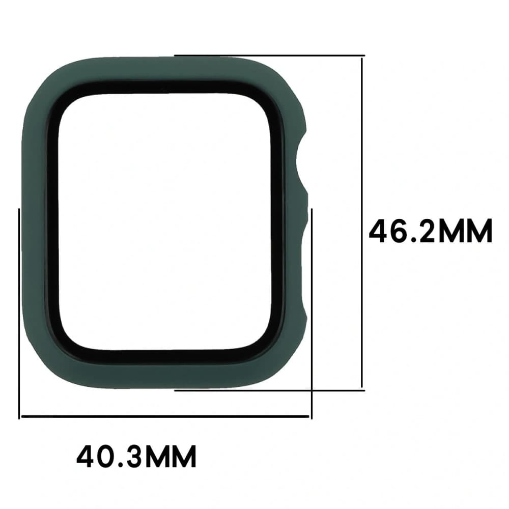 Bizon Case+Üveg Óra Apple Watch SE 3 / SE 2 / SE / 6 / 5 / 4 44mm matt sötétzöld - 2