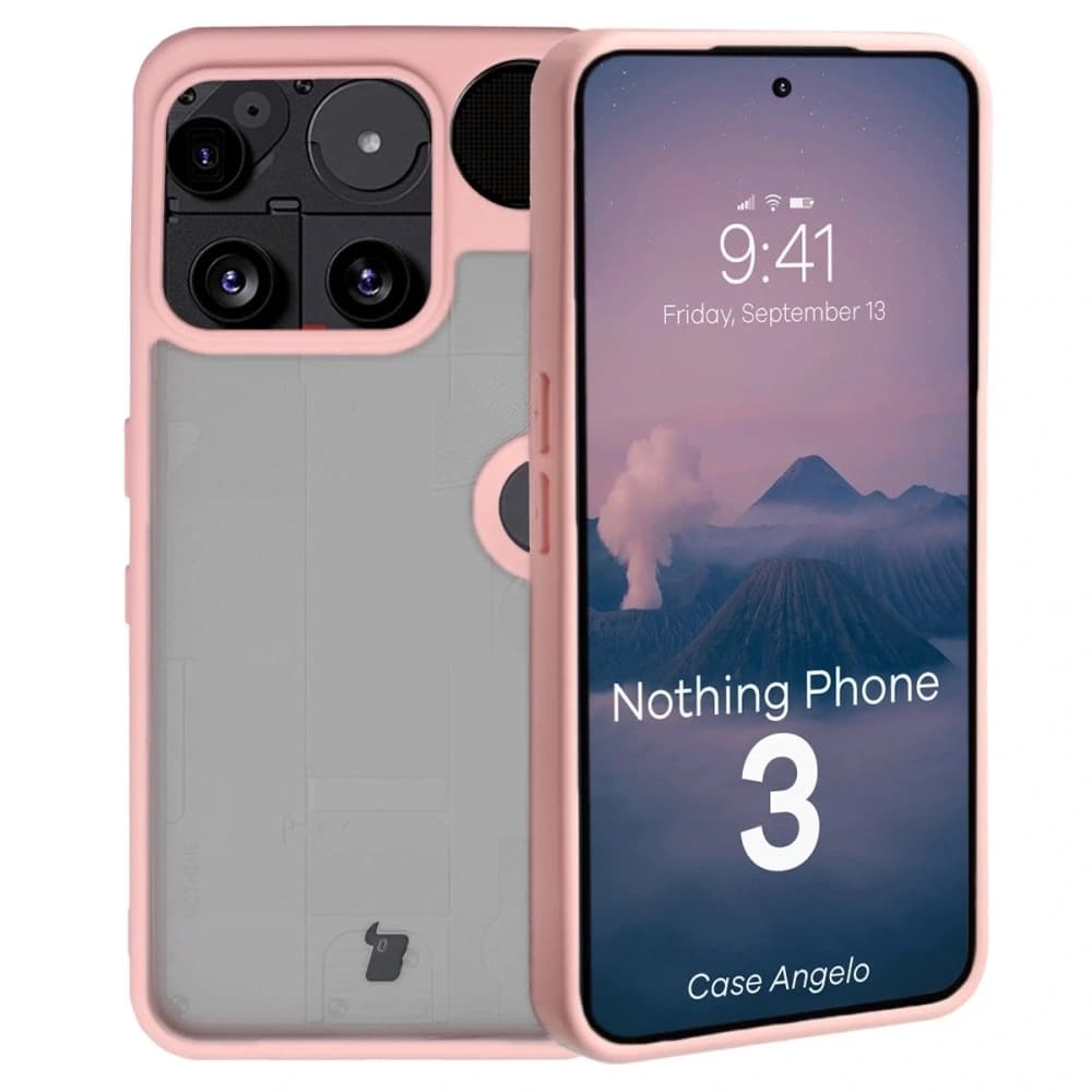 Bizon Case Angelo Nothing Phone (3) semi-transparent with a light pink frame - 1