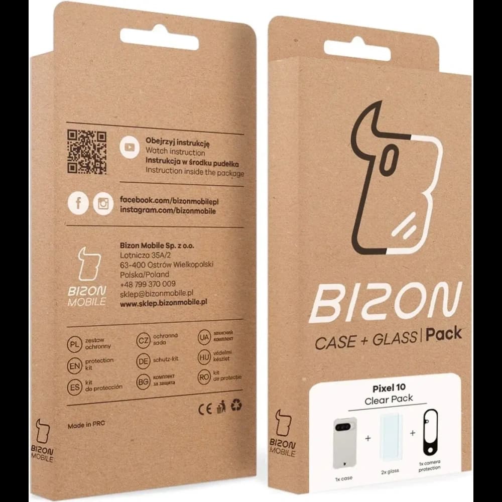 Bizon Case Clear Pack pouzdro + 2x tvrzené sklo + ochrana objektivu Google Pixel 10 - 11
