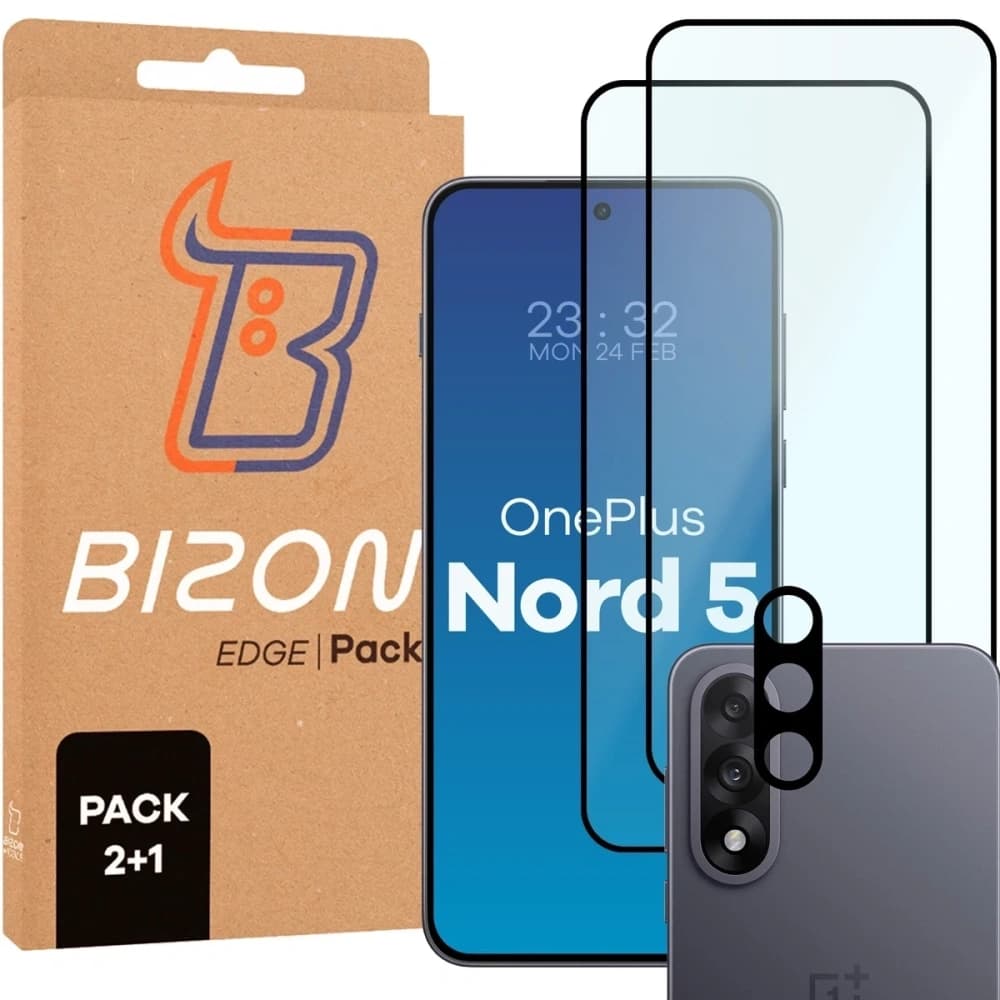 Bizon Edge Pack 2x üveg + kamera lencsevédő OnePlus Nord 5-hez - 1