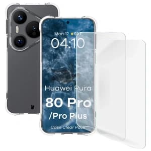 Bizon Case Clear Pack carcasă + 2x folie de protecție ecran Huawei Pura 80 Pro / Pro+ Plus