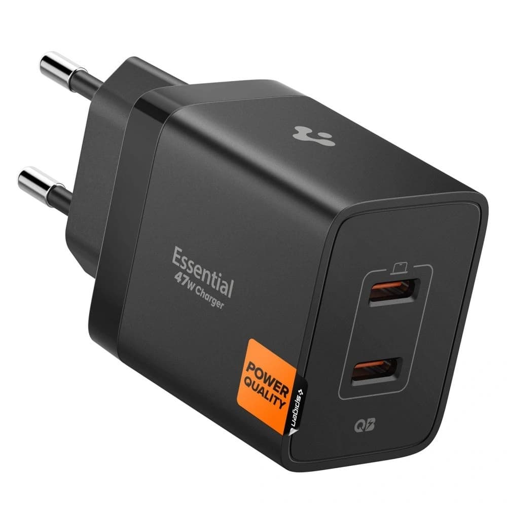 Spigen Essential EE472EU 2xUSB-C Netzladegerät 47W Schwarz - 1