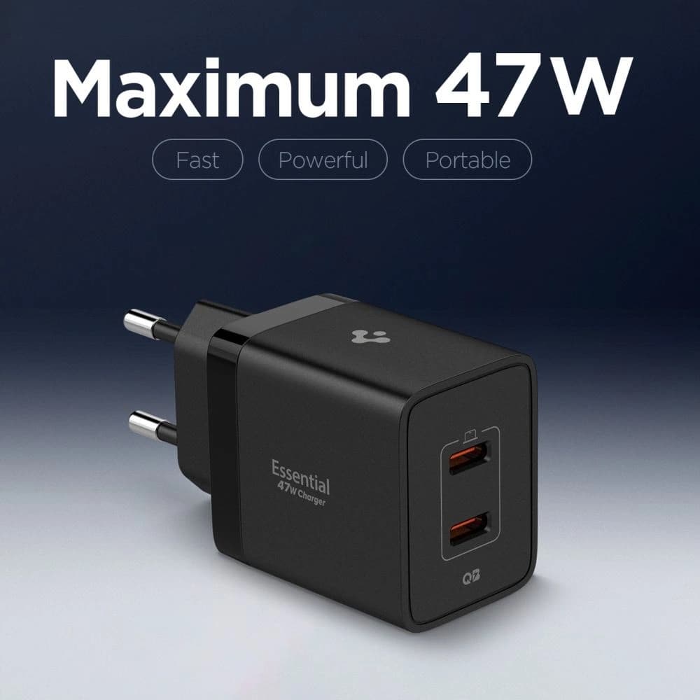 Spigen Essential EE472EU 2xUSB-C Netzladegerät 47W Schwarz - 4