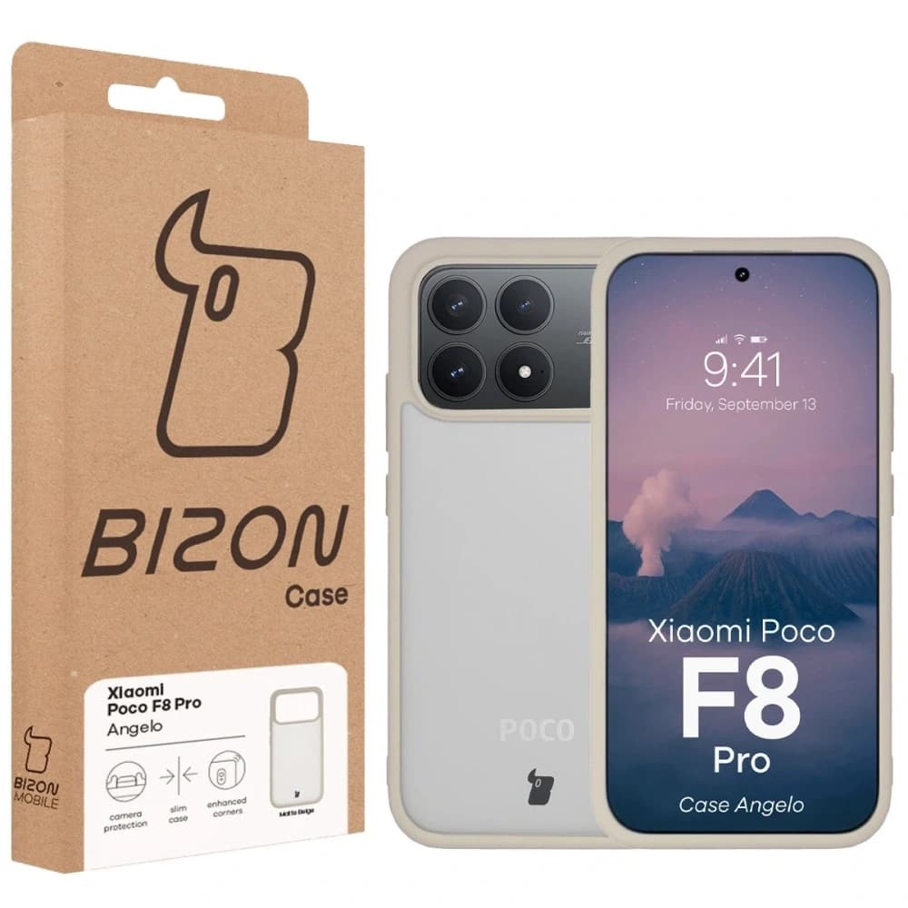 Etui Bizon Case Angelo do Xiaomi POCO F8 Pro półprzezroczyste z beżową ramką - 6