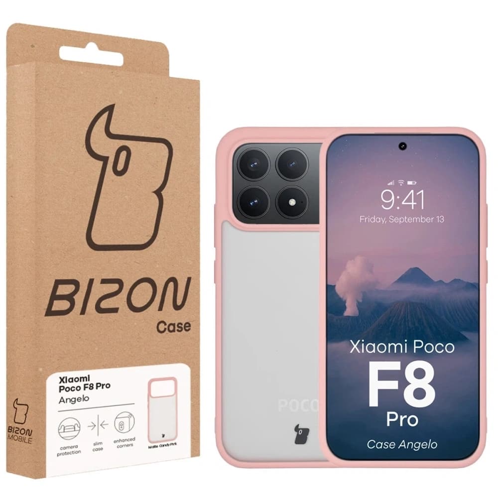 Etui Bizon Case Angelo do Xiaomi POCO F8 Pro półprzezroczyste z jasnoróżową ramką - 6