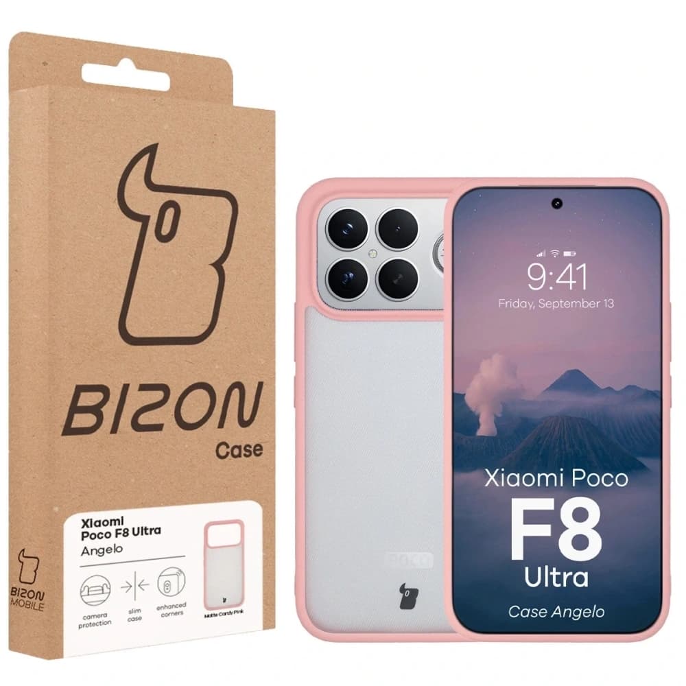 Etui Bizon Case Angelo do Xiaomi POCO F8 Ultra półprzezroczyste z jasnoróżową ramką - 6
