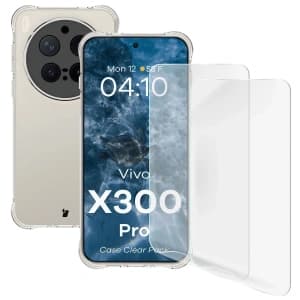 Bizon Case Clear Pack tok + 2x kijelzőfólia Bizon Case Clear Pack Vivo X300 Pro számára