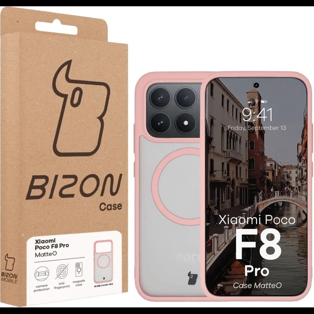 Etui z pierścieniem magnetycznym Bizon Case MatteO do Xiaomi POCO F8 Pro przydymione-jasnoróżowe - 7