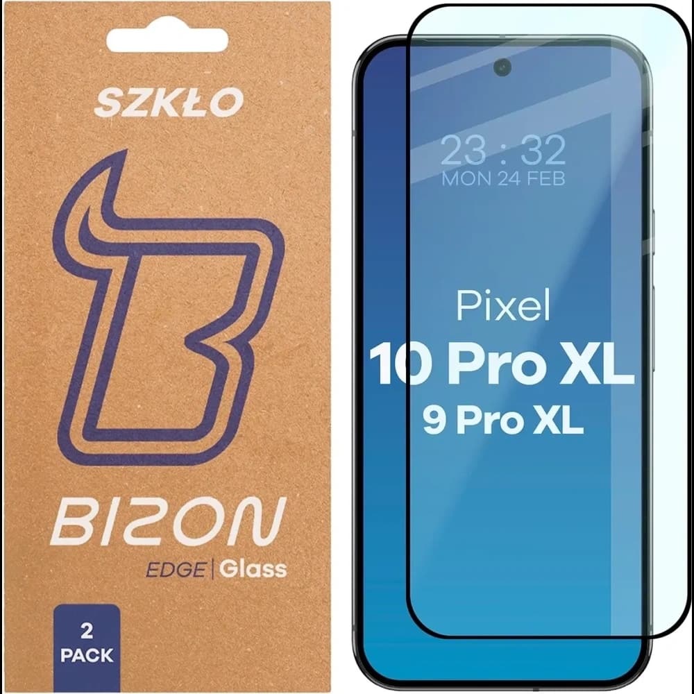 Bizon Glass Edge Duo Google Pixel 10 Pro XL / 9 Pro XL black frame [2 PACK] - 1