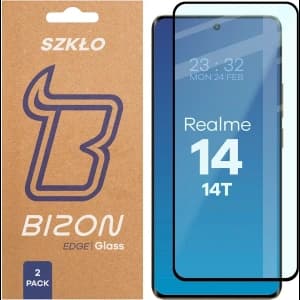 Szkło hartowane Bizon Glass Edge Duo do Realme 14 5G / 14T 5G czarna ramka [2 PACK]