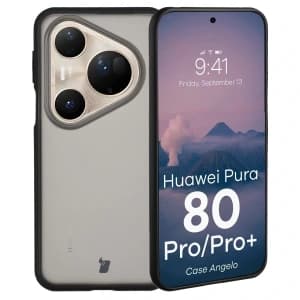 Bizon Case Angelo Huawei Pura 80 Ultra fumuriu cu un cadru negru
