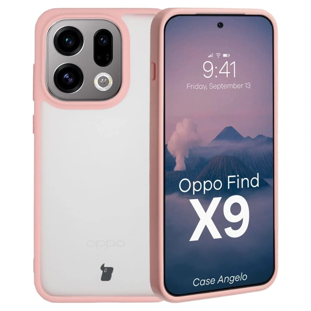 Etui Bizon Case Angelo do Oppo Find X9 półprzezroczyste z jasnoróżową ramką - 1