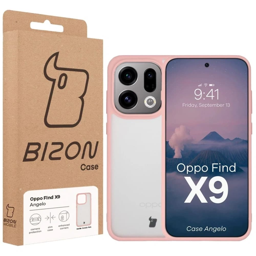 Etui Bizon Case Angelo do Oppo Find X9 półprzezroczyste z jasnoróżową ramką - 6