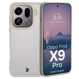 Bizon Case Angelo Oppo Find X9 Pro halbtransparent mit beigem Rahmen
