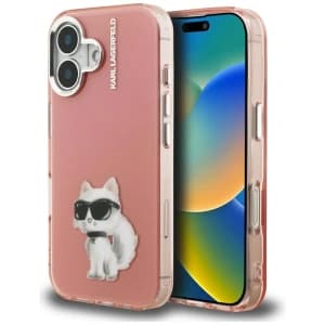 Karl Lagerfeld IML Aquarelle Choupette & Logo Apple iPhone 16 pink