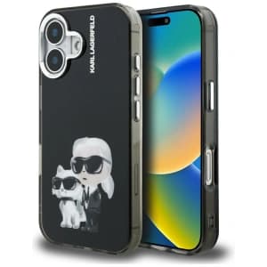 Karl Lagerfeld IML Aquarelle Karl & Choupette & Logo Apple iPhone 16 black