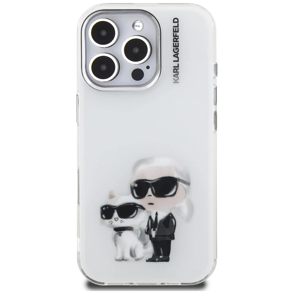 Karl Lagerfeld IML Aquarelle Karl & Choupette & Logo Apple iPhone 16 Pro white - 3