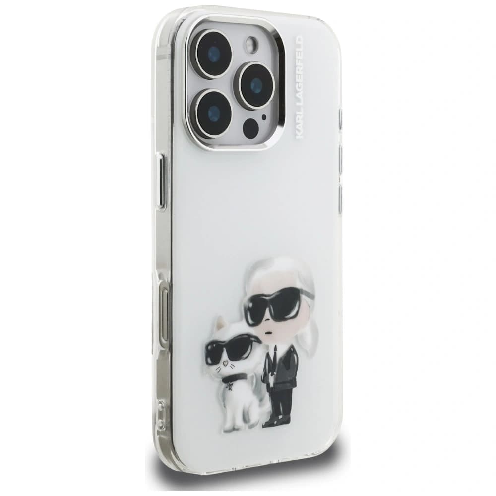 Karl Lagerfeld IML Aquarelle Karl & Choupette & Logo Apple iPhone 16 Pro white - 4