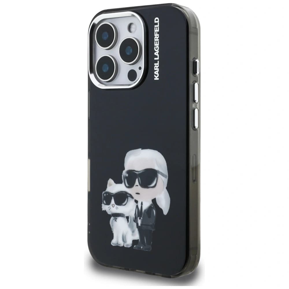 Karl Lagerfeld IML Aquarelle Karl & Choupette & Logo Apple iPhone 16 Pro black - 2