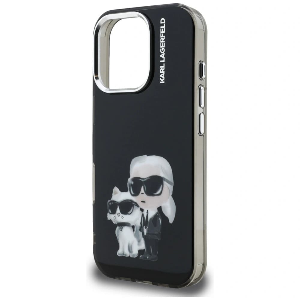 Karl Lagerfeld IML Aquarelle Karl & Choupette & Logo Apple iPhone 16 Pro black - 6