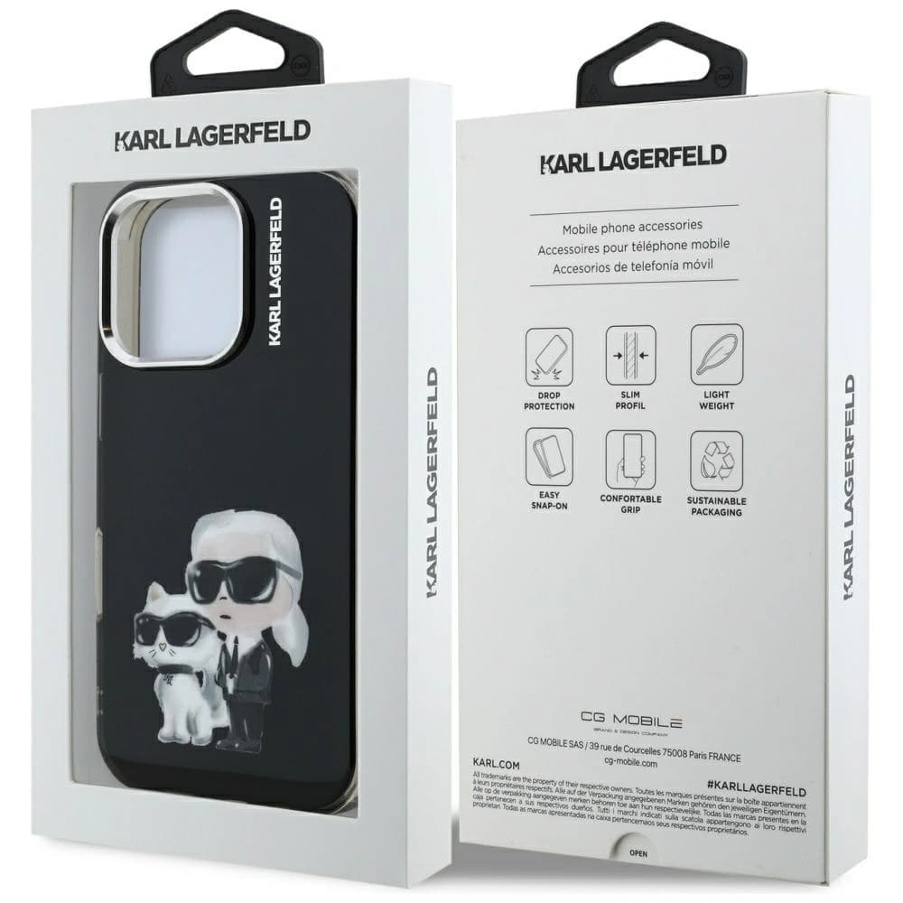 Karl Lagerfeld IML Aquarelle Karl & Choupette & Logo Apple iPhone 16 Pro black - 8